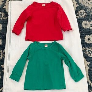 Kids Long Sleeve Crewneck Shirt - Red and Green